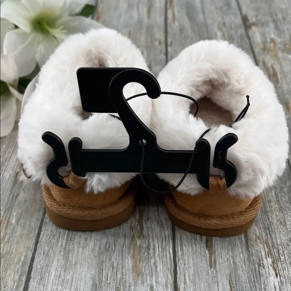 Baby Toddler Girls Faux Fur Slippers Shoes Size 7-8